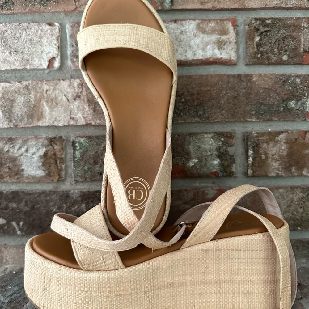 CB Italian Platform Natural Woven Sandals!
